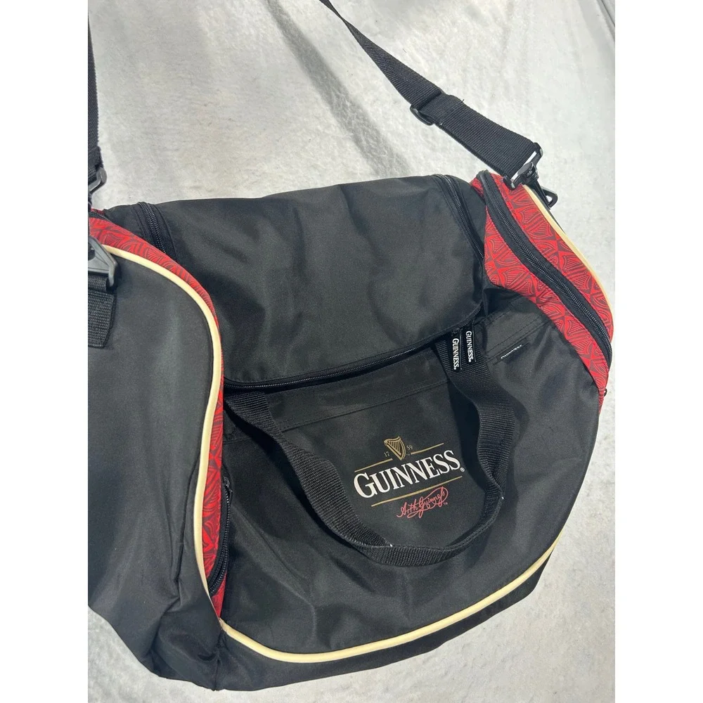 Guinness Official Duffel Bag Black Red Travel Gym Weekend Shoulder Bag 22in